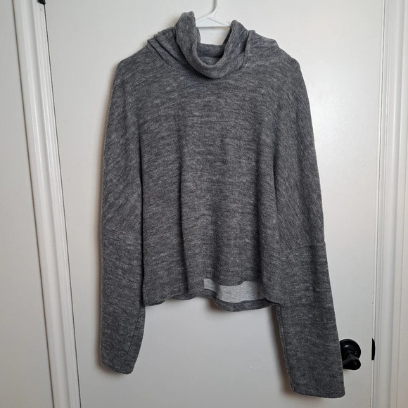FP Movement Grey Brushed Nova Cowl Neck Hooded Pullover Sweater Size Medium - Picture 3 of 7